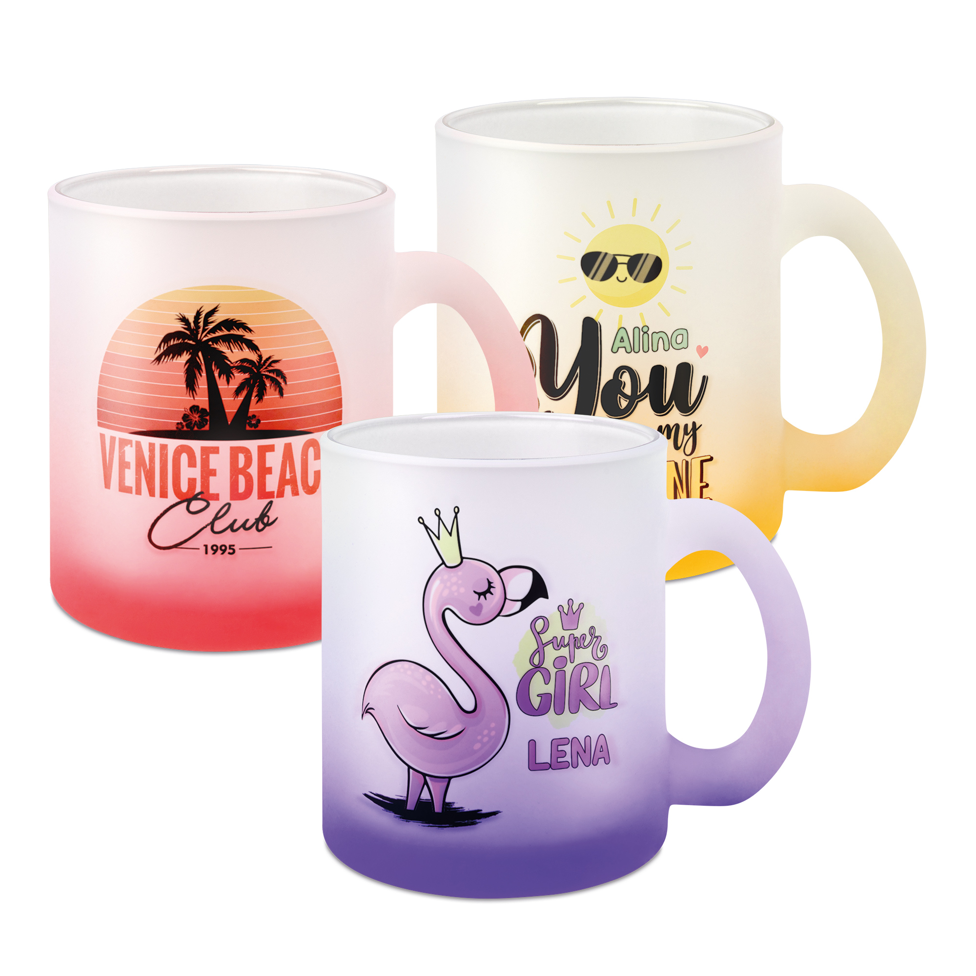 Glass mug with colour gradient 10oz, Orca™ Coating, various colours
