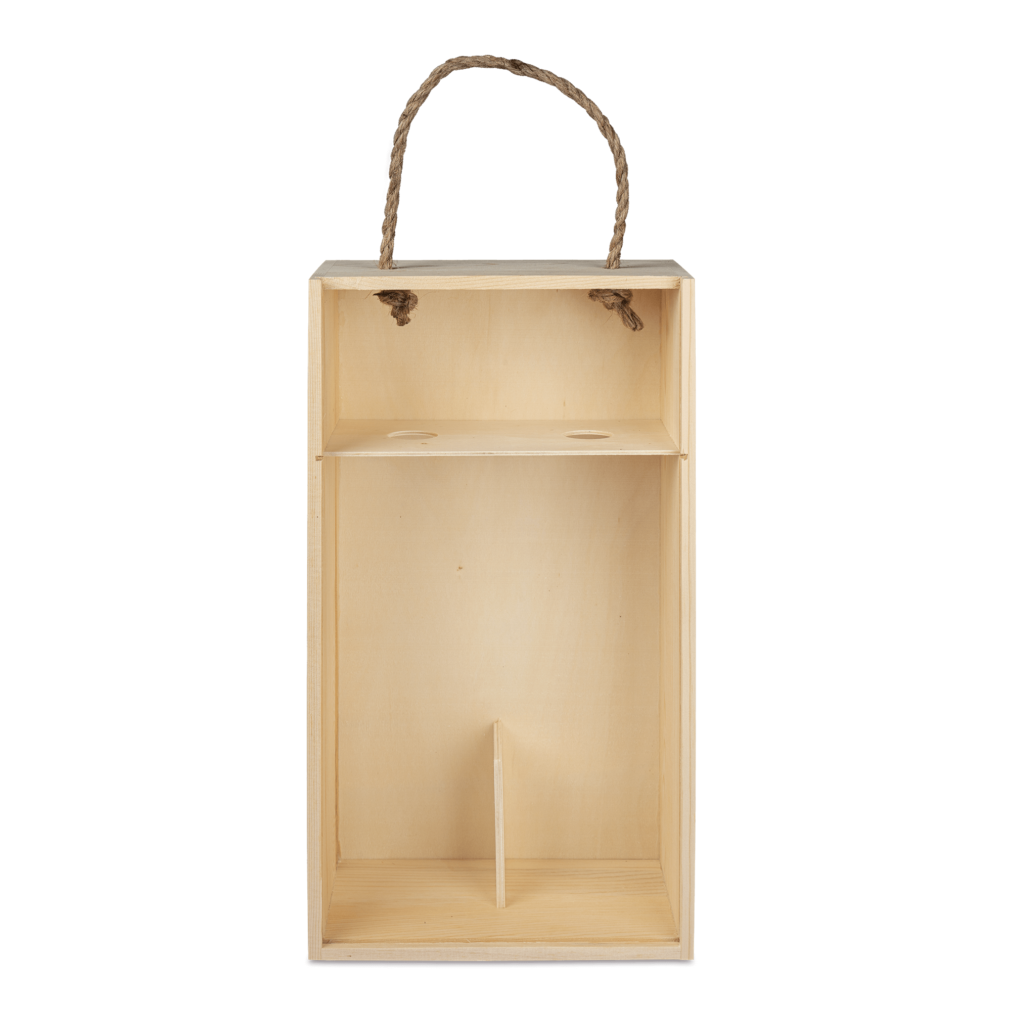 Coffret à vin en bois de pin, en couleur naturelle, pour deux bouteilles, avec couvercle coulissant blanc