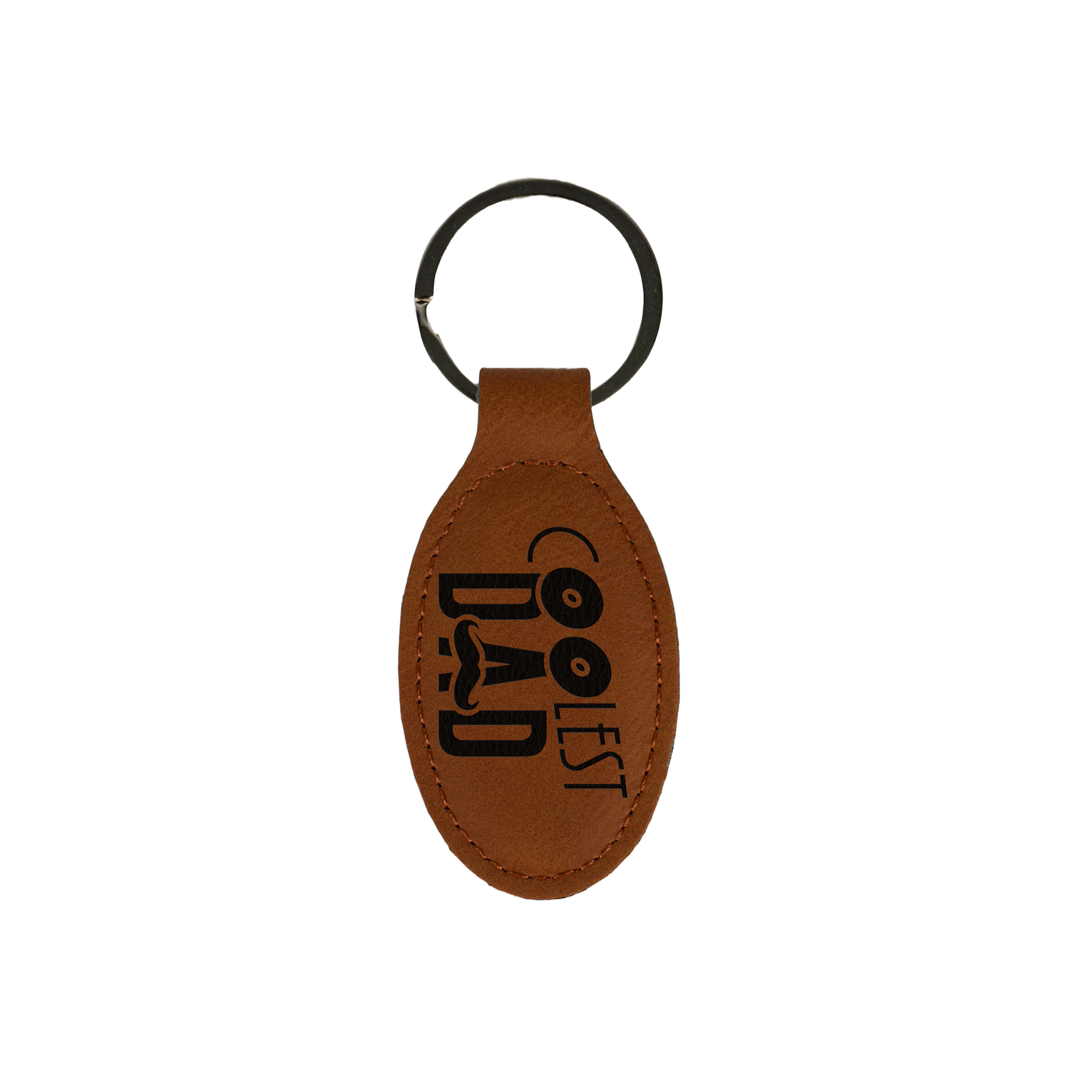 Porte-clés laser ovale en similicuir 40 x 75 mm, div. couleurs