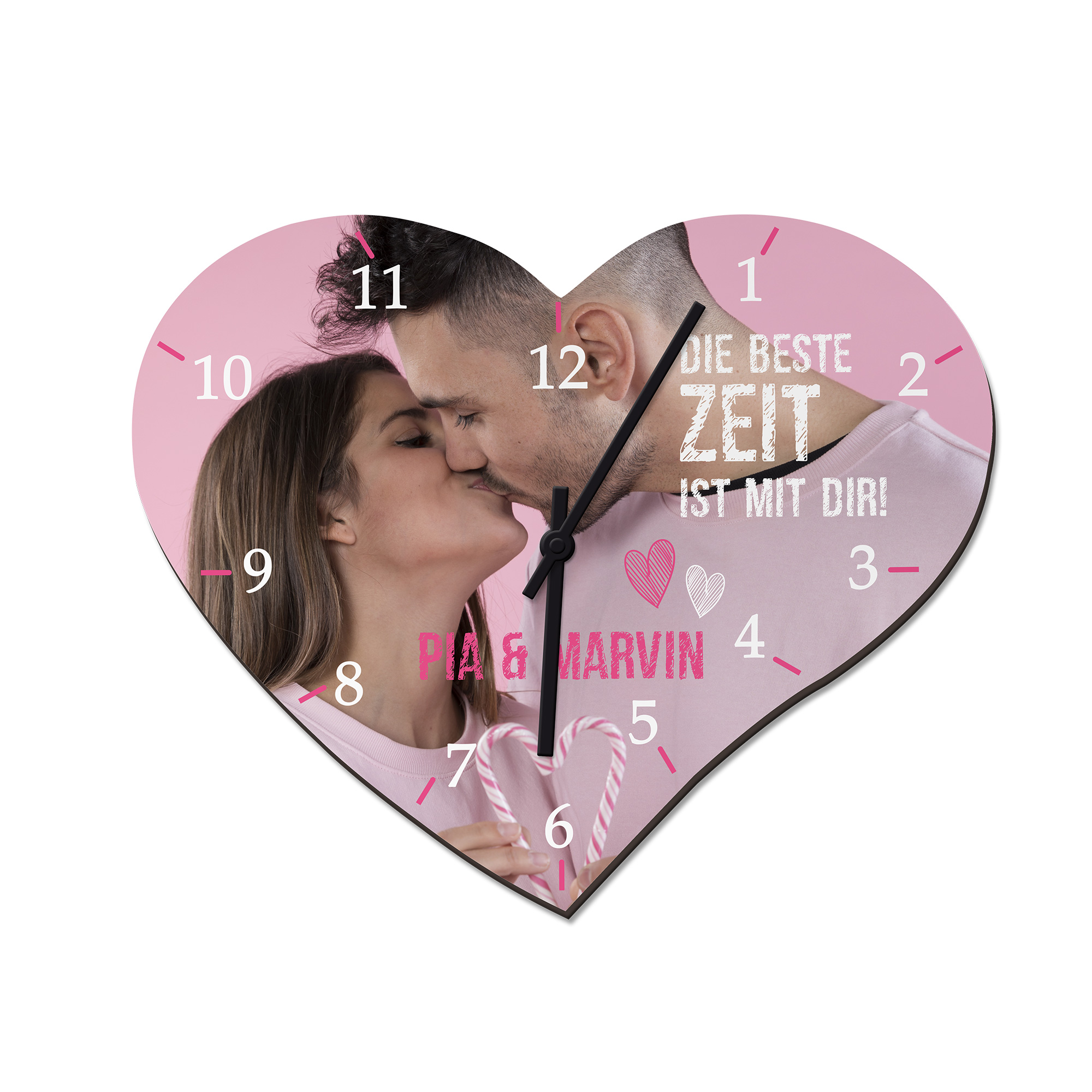 Horloge murale en fibres dures en forme de coeur, diverses versions