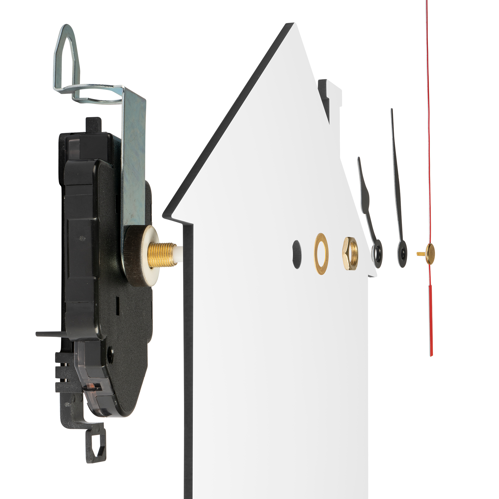 Horloge murale Sublistar® en MDF, avec pendule, modèle maison, 30 x 19 cm, 3 mm d'épaisseur, horloge et aiguilles incluses