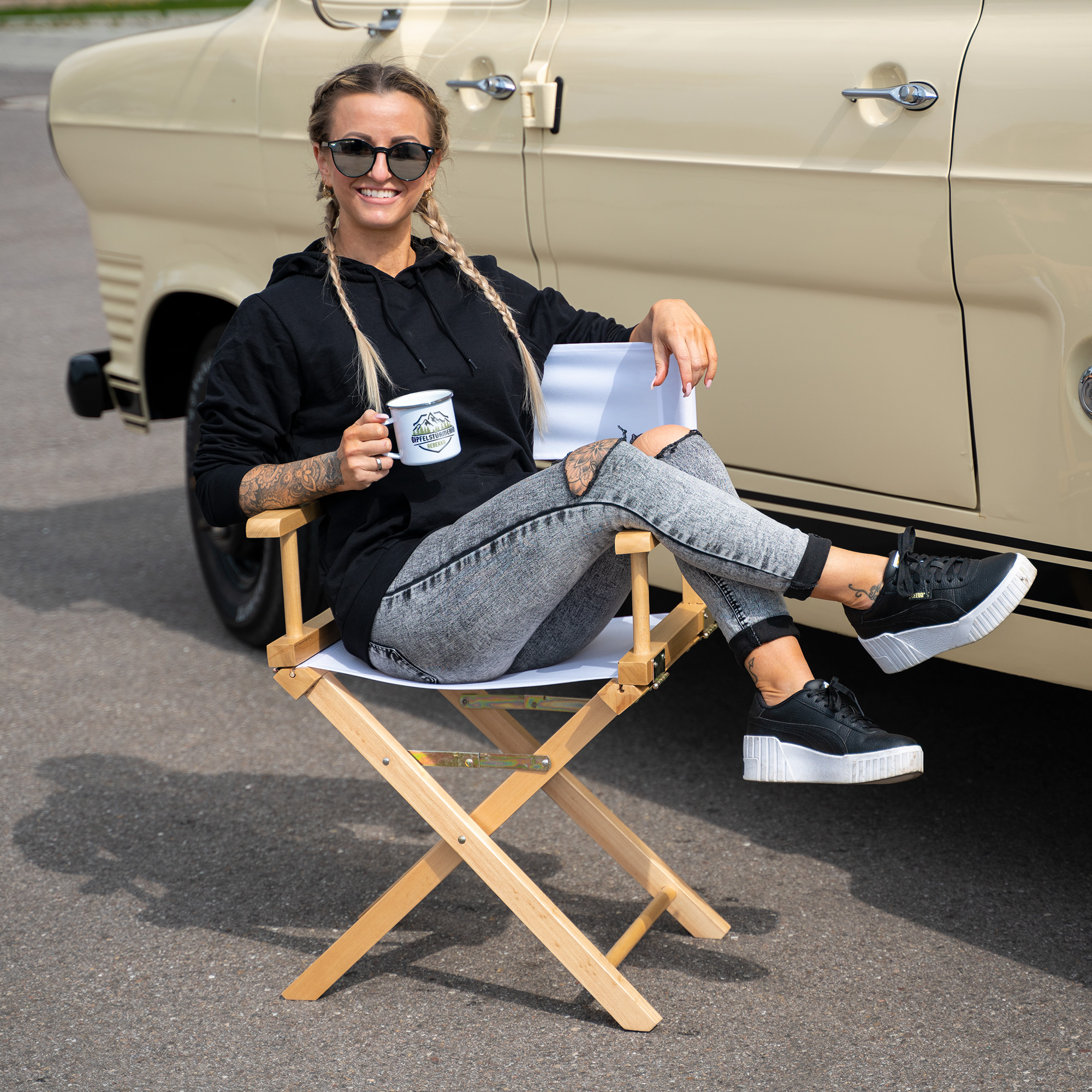 Folding director's chair, natural birch wood, size 54 x 40 x 85 cm, 2 pcs./carton