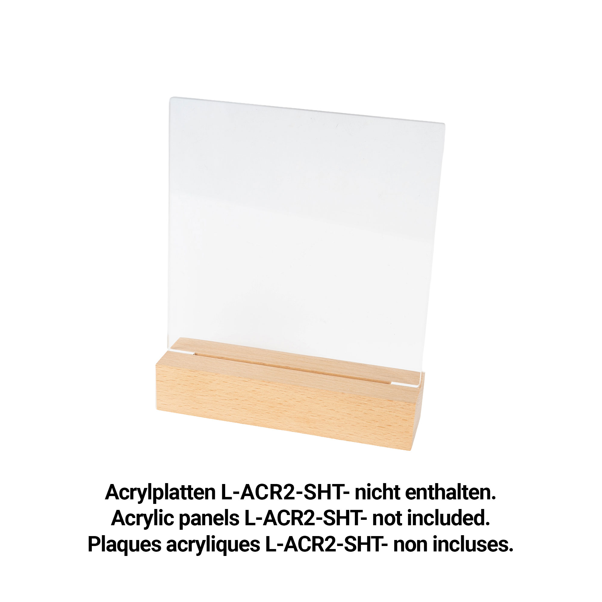 Socle en bois pour plaques acryliques L-ACR2-SHT- 