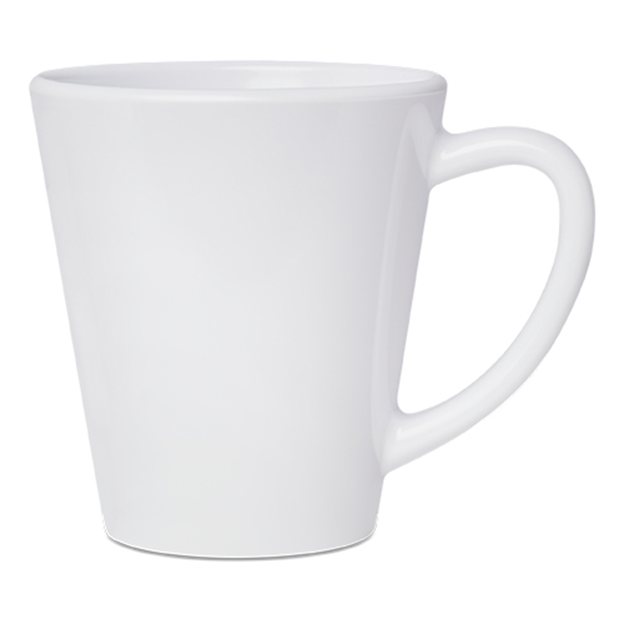 Mug LATTE en plastique en forme conique, 12oz, couleur blanc brillant, résistante au lave-vaisselle, 12 pcs./couche, 48 pcs./carton