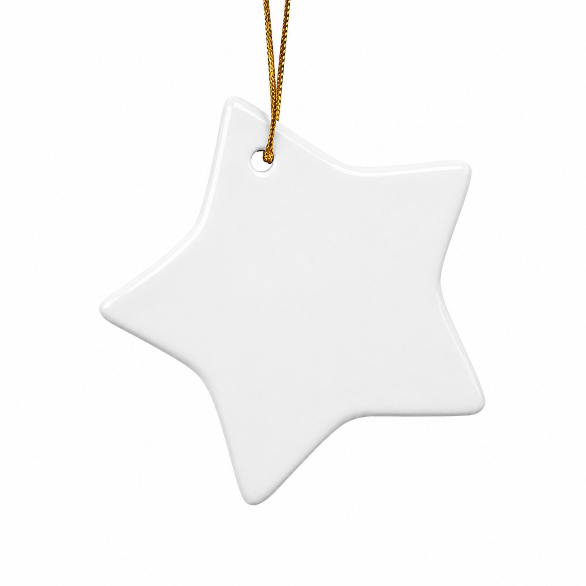 Ceramic Ornament, incl. Gold Cord, 76 x 76 mm, Printable on Both Sides, 100 sets/carton