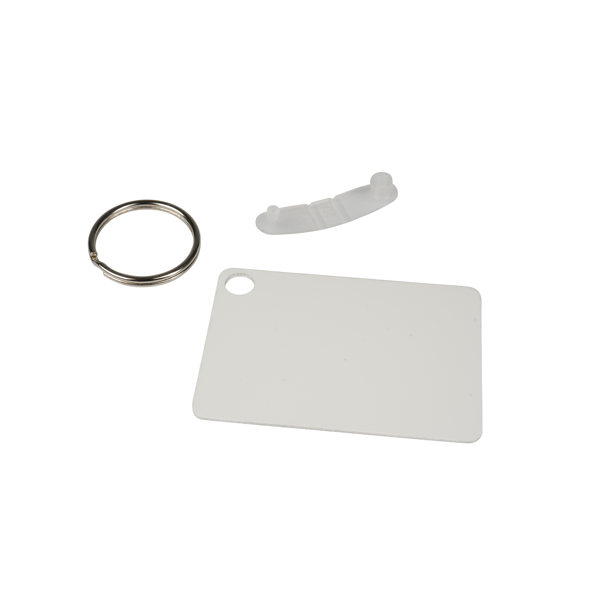 UNISUB porte clé en aluminium, blanc brilliant, rectangle, taille 40 x 57 x 1 mm, imprimable recto-verso, 50 pcs./carton