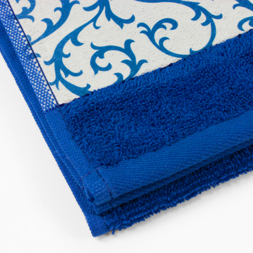 Serviette en coton avec bordure polyester, diverses couleurs et tailles