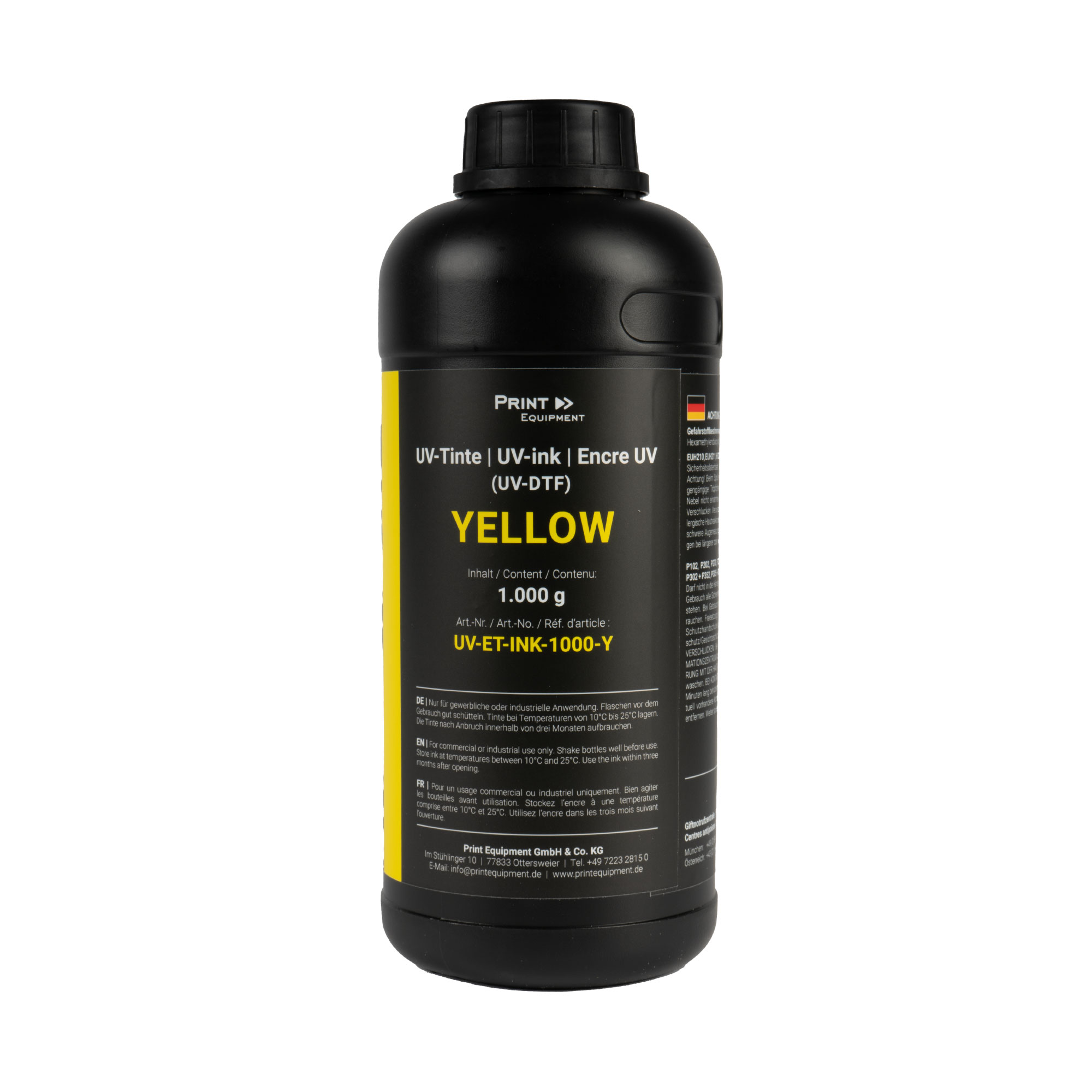 Encre UV pour système d'impression UV-DTF, diverses couleurs, bouteille de 1.000 ml