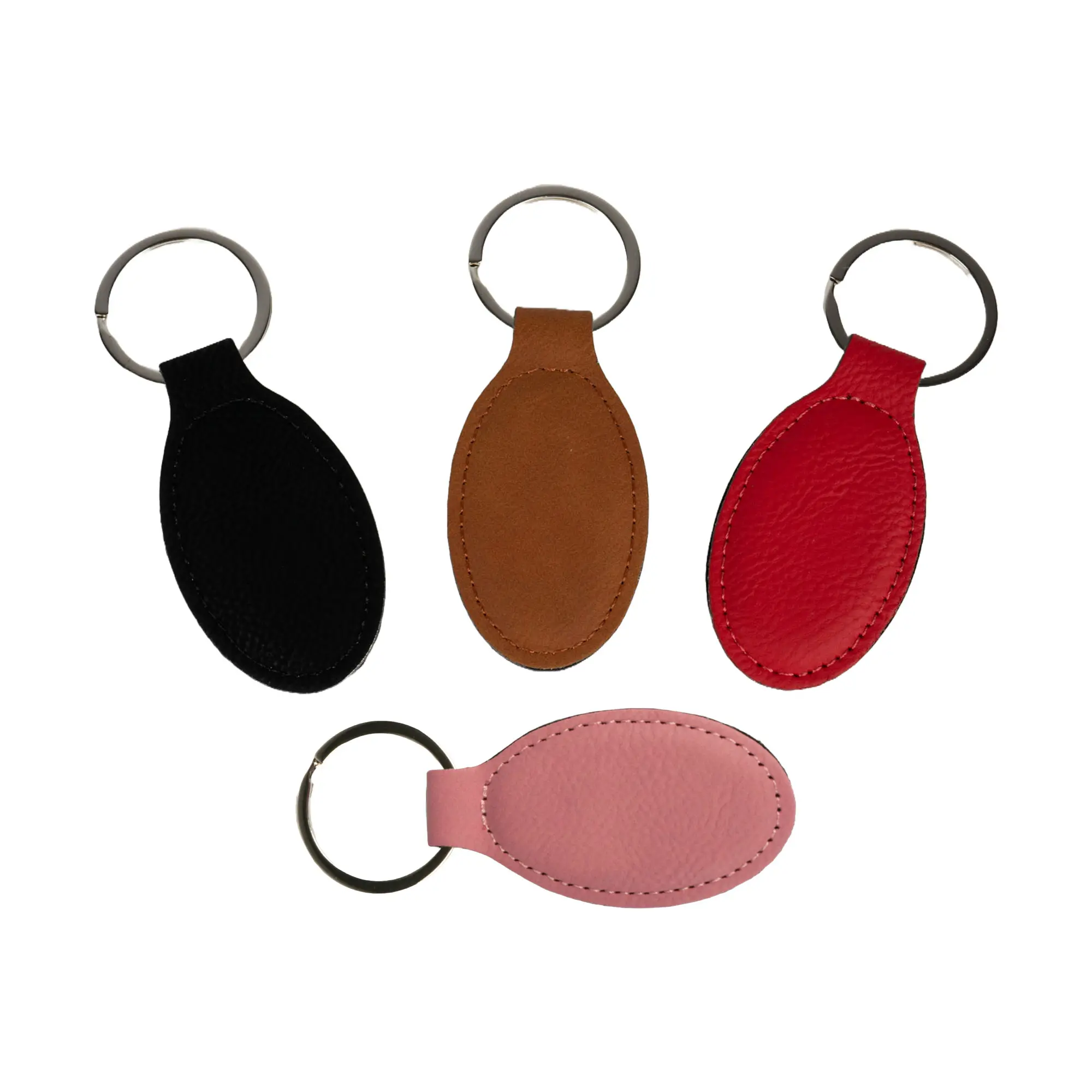 Laser Schlüsselanhänger oval aus Kunstleder 40 x 75 mm, div. Farben