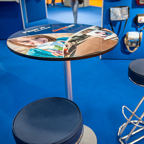 ChromaLuxe plateau de table pour table haute, sans support,  couleur blanc brillant, taille Ø 600 x 19 mm, 6 pcs./carton