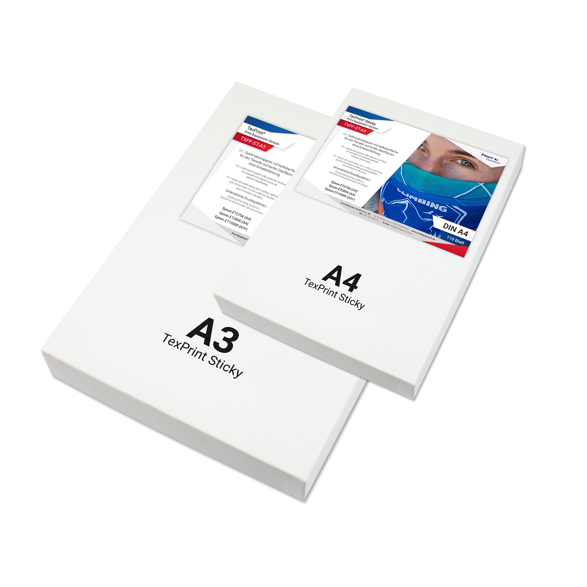 TexPrint® Sticky, Papier de sublimation avec surface adhésive, divers formats, 110 feuilles/pack