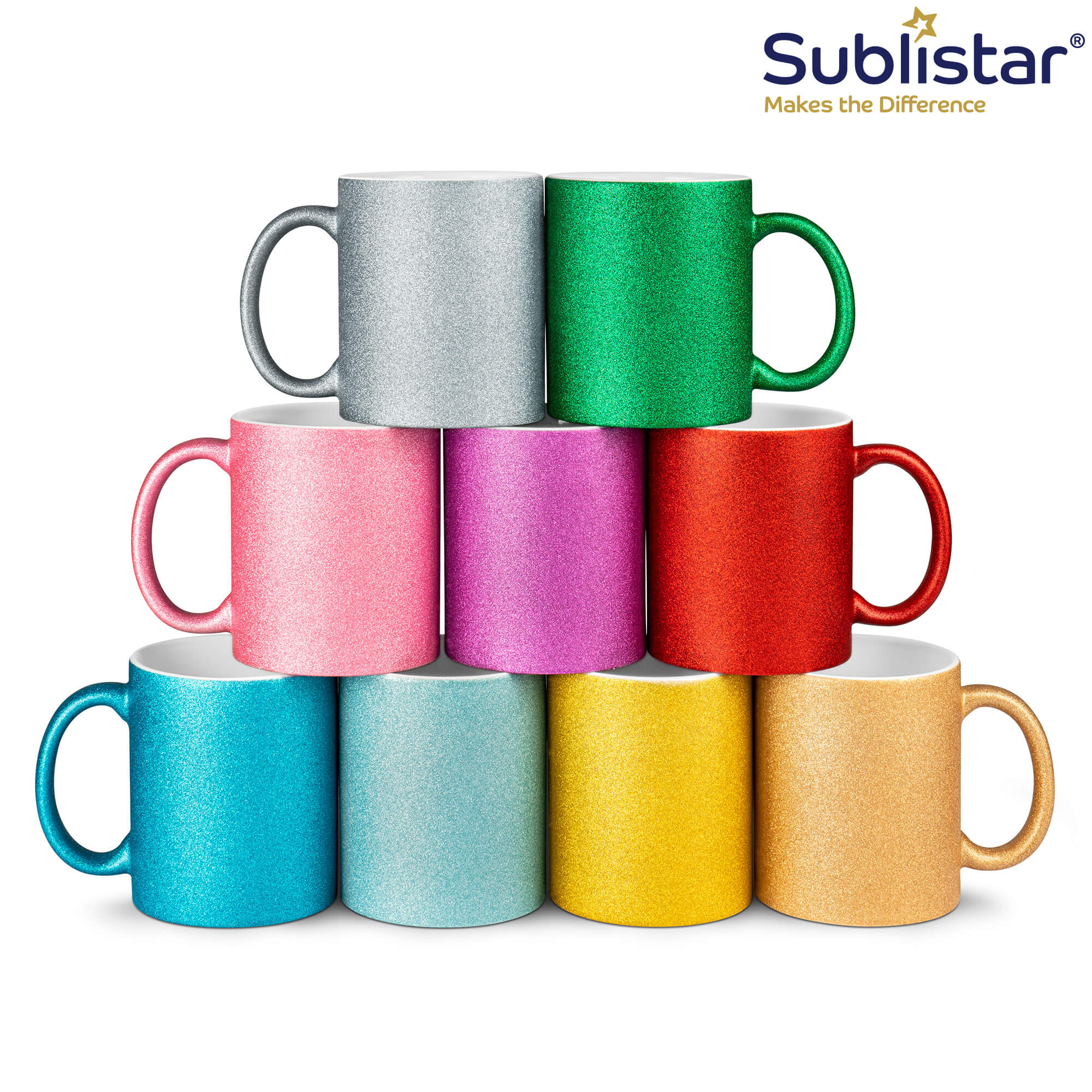 Starter kit Ceramic mug SPARK 11oz, Sublistar®-Coating, colour-mix of 12 mugs