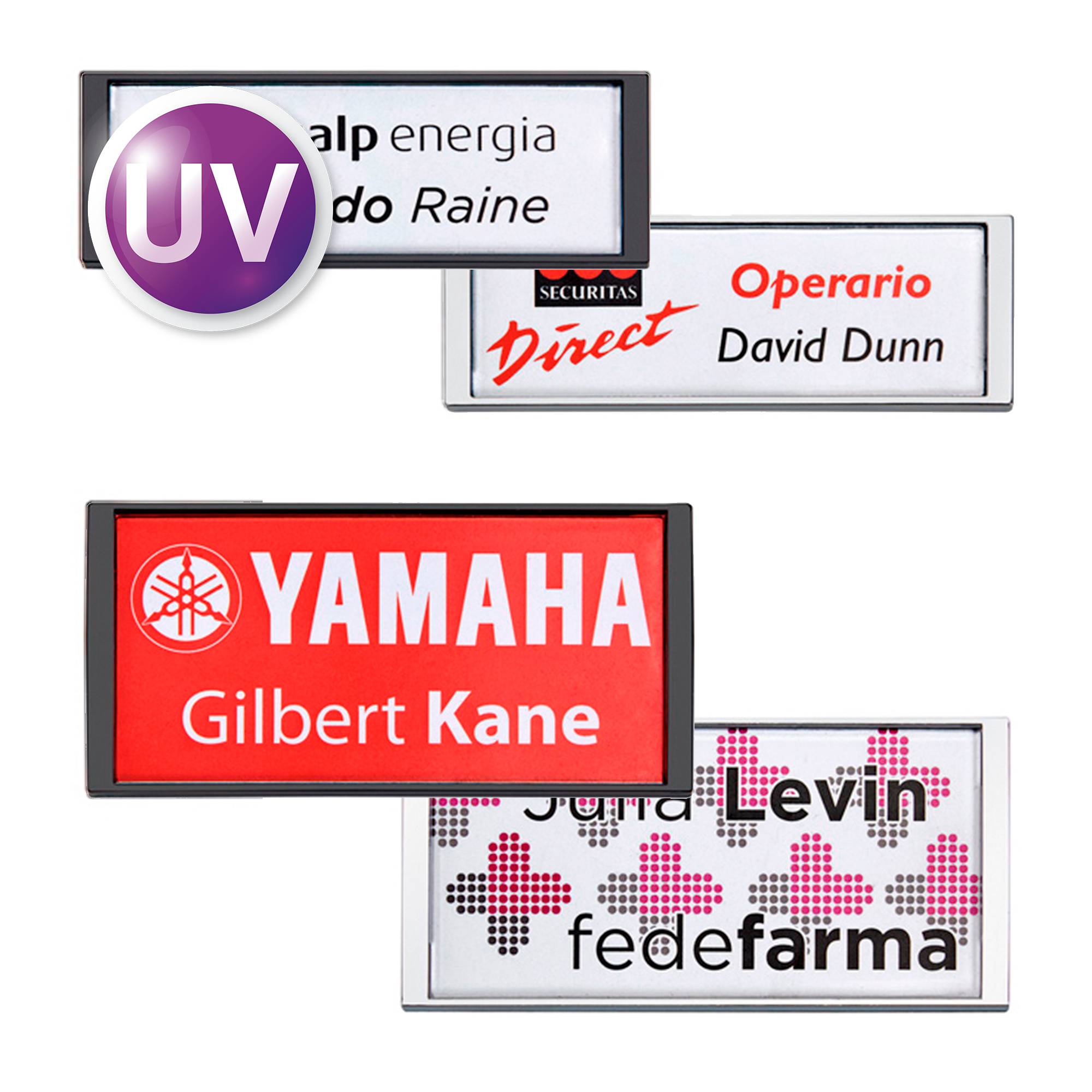 UV Multiplexx Namensschilder, versch. Farben, versch. Größen