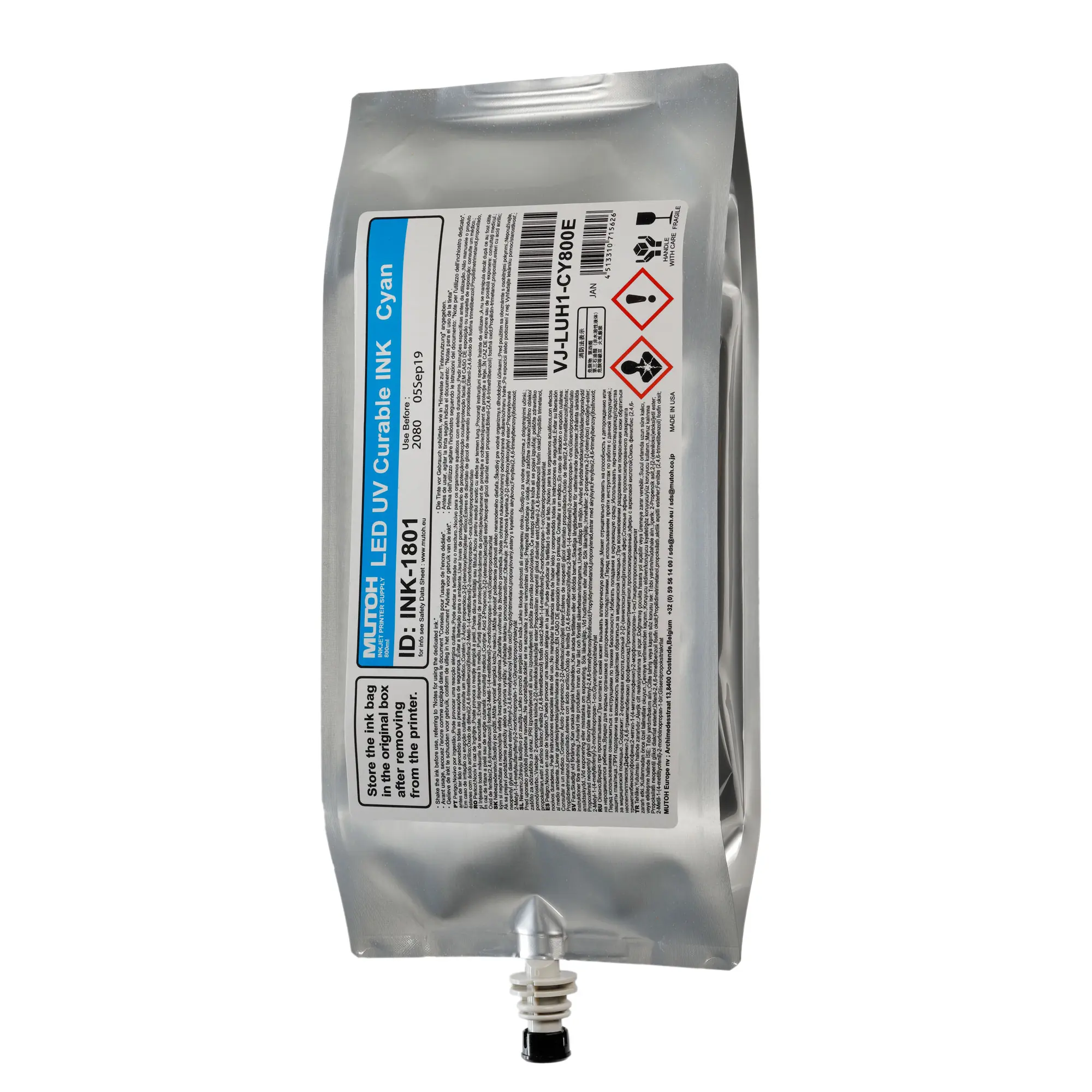 UH21 Hard LED UV Ink, various colours, 800 ml ink pack