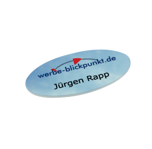 UNISUB Namensschild Oval 38 x 75 x 2 mm, Einseitig bedruckbar, Weiß-glänzend