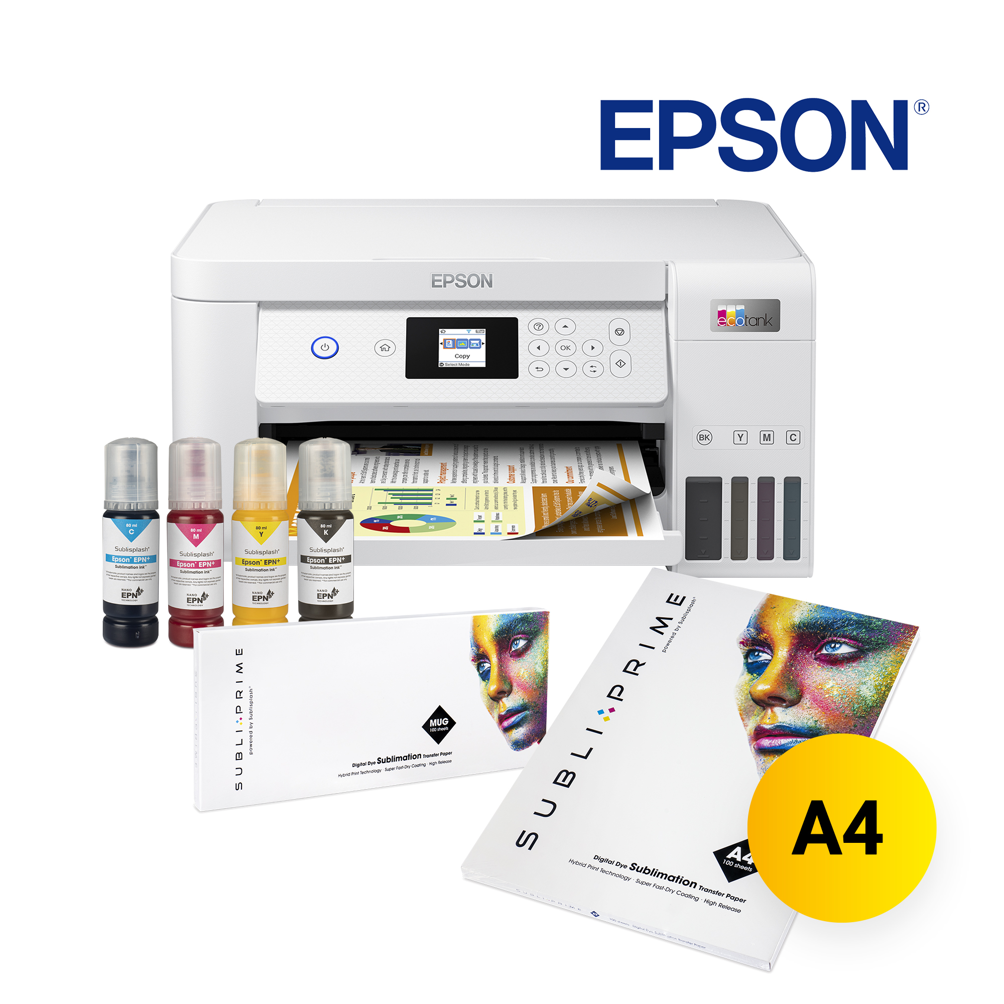 Startpaket Epson EcoTank A4 Tintenstrahldrucker, Format DIN A4, bestehend aus: