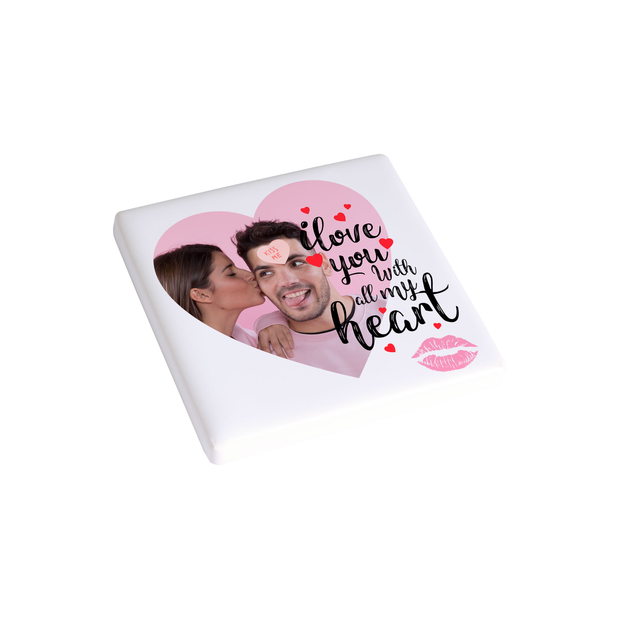 Kühlschrankmagnet Keramikfliese, 55 x 55 mm, Set aus weißer Keramikplatte mit selbstklebender Magnetfolie