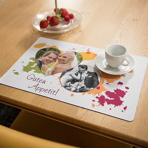 Sublistar® Textil-Tischset Weiß mit schwarzer Gummirückseite, Größe 390 x 260 mm