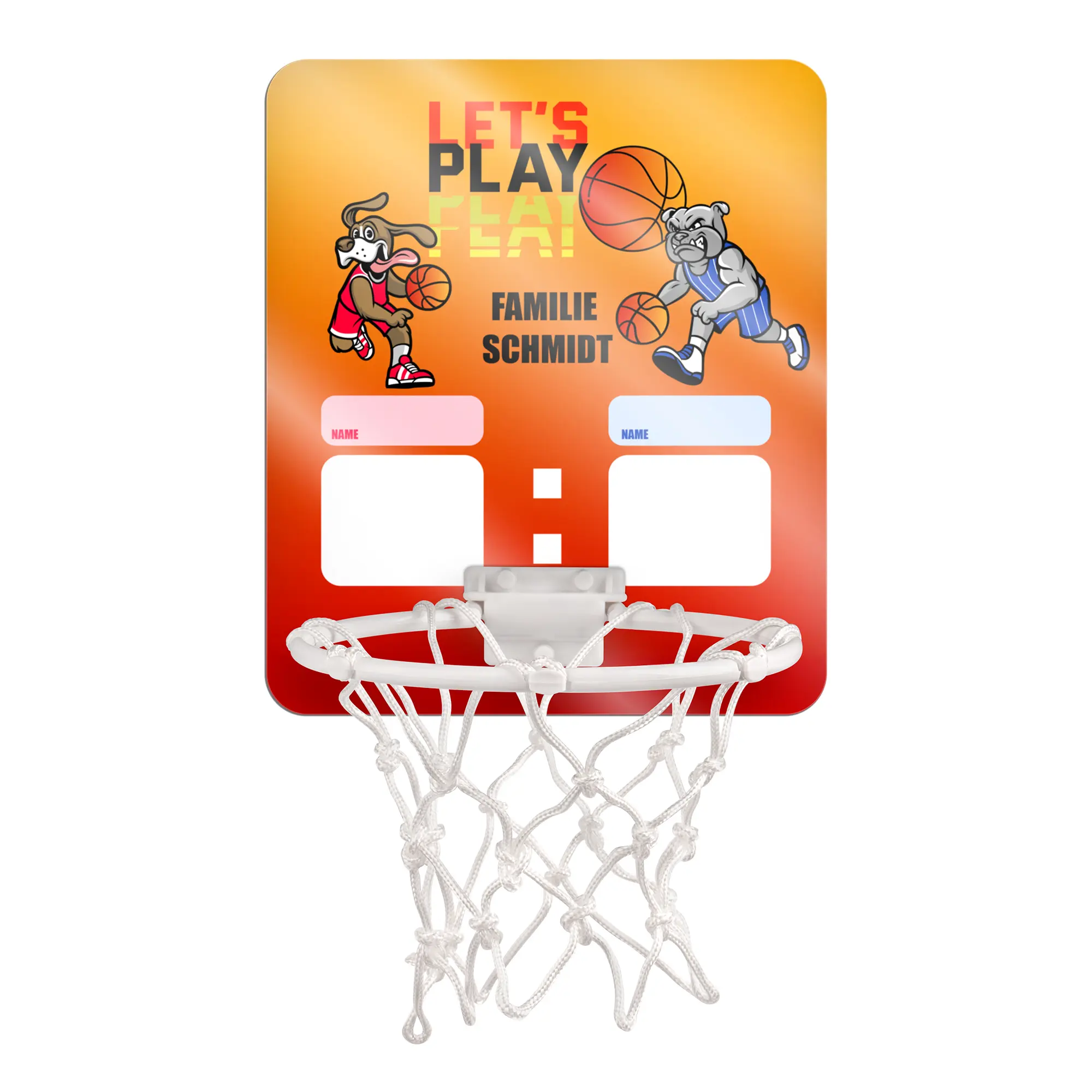 UNISUB Mini-Basketballkorb, Größe 190 x 230 mm, Farbe Weiß-glänzend