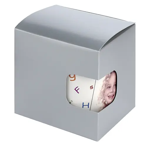 Geschenkkarton groß mit Sichtfenster, Farbe Silber, Größe 115 x 100 x 110 mm