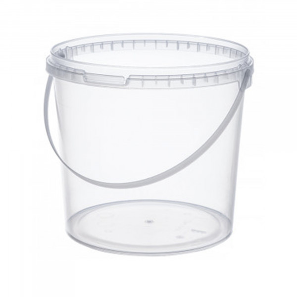 Paint bucket transparent with lid - empty with 2,5 ltr volume