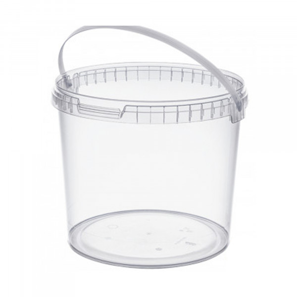 Paint bucket transparent with short handle and lid - empty with 5,5 ltr volume