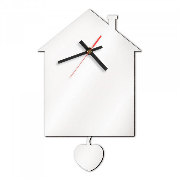Horloge murale Sublistar® en MDF avec pendule, modèle maison