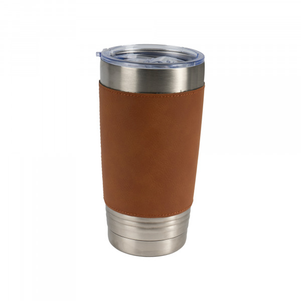 Laser stainless steel tumbler 590 ml with imitation leather