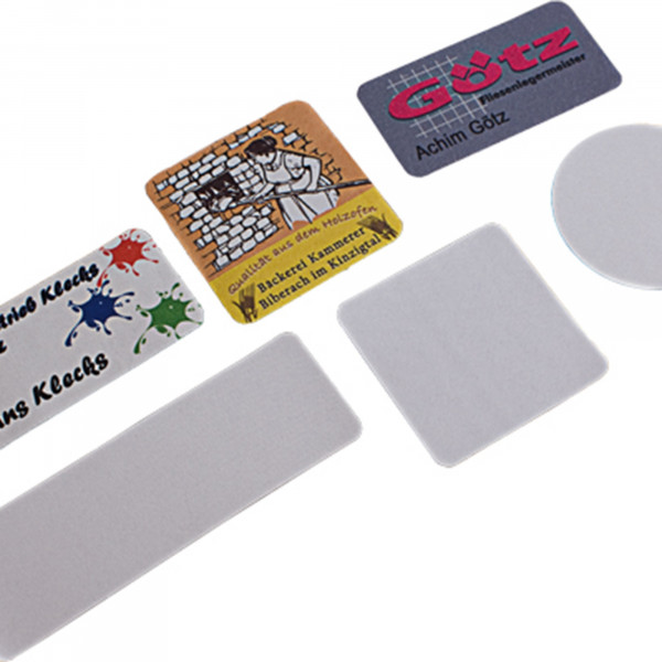Patch labels for heat sealing, oblong