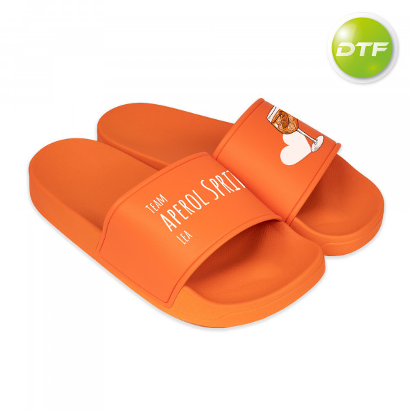 Bathing slippers with printable flap (for DTF)