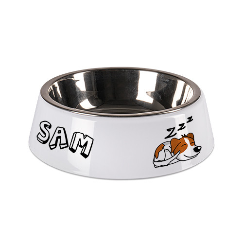 Polymer pet bowl with stainless steel inlay