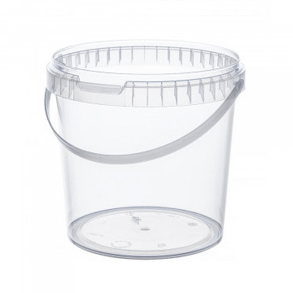 Paint bucket transparent with lid - empty with 1,6 ltr volume