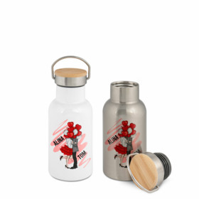 Stainless steel thermo flask with bamboo lid