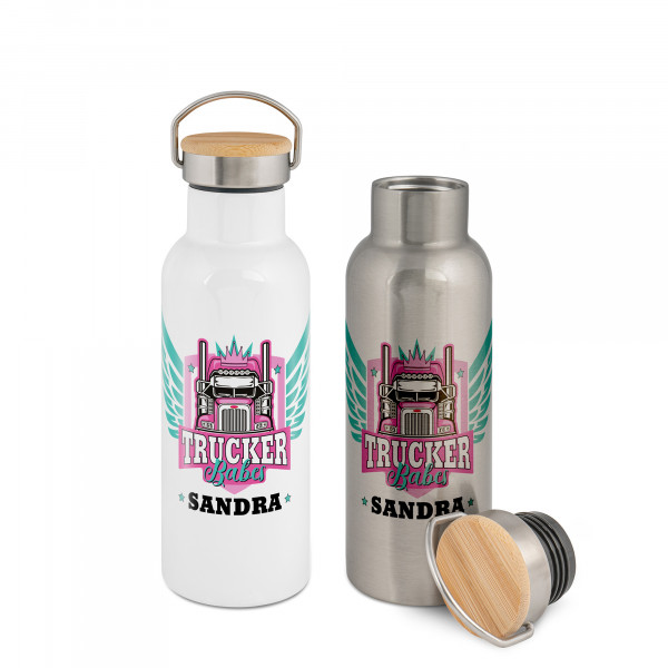 Stainless steel thermo flask with bamboo lid, 500 ml