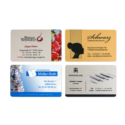 Aluminium business cards, size 54 x 85 x 0,5 mm